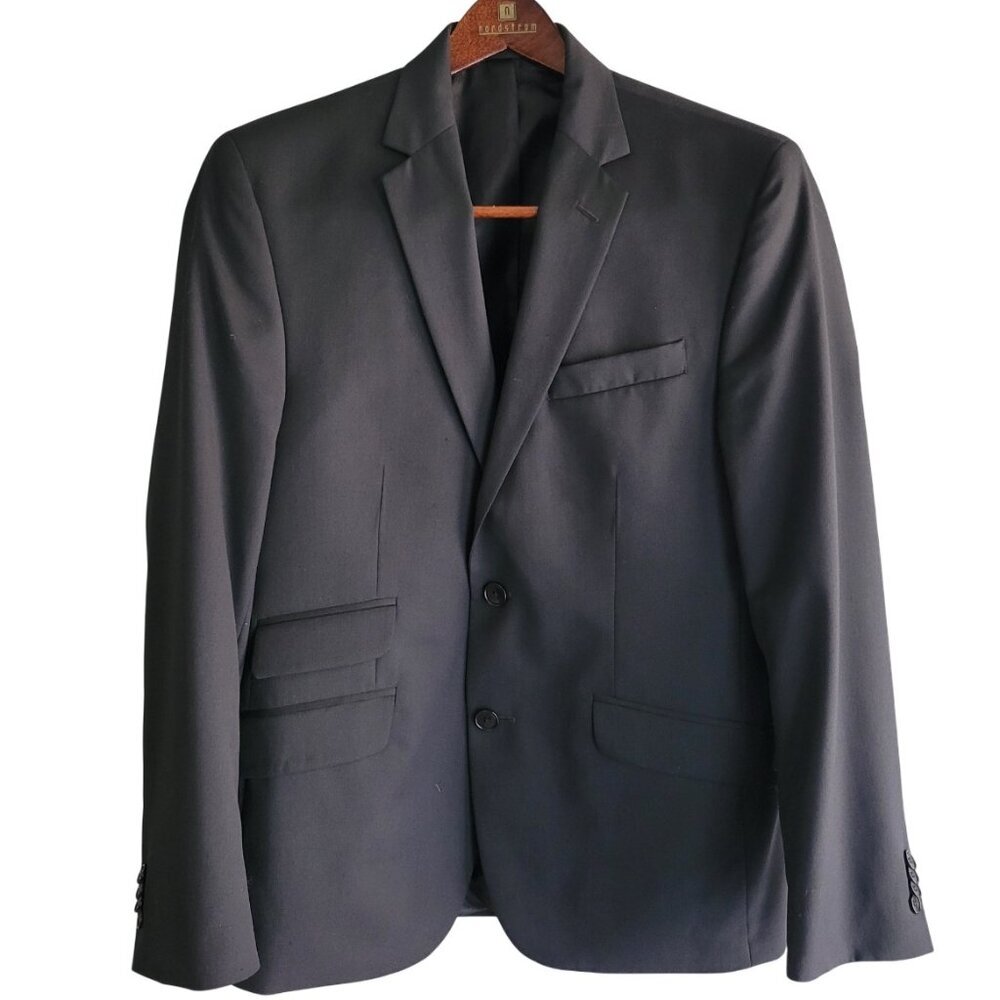 Kenneth Cole 38S Slim Fit Charcoal Wool Blend Blazer